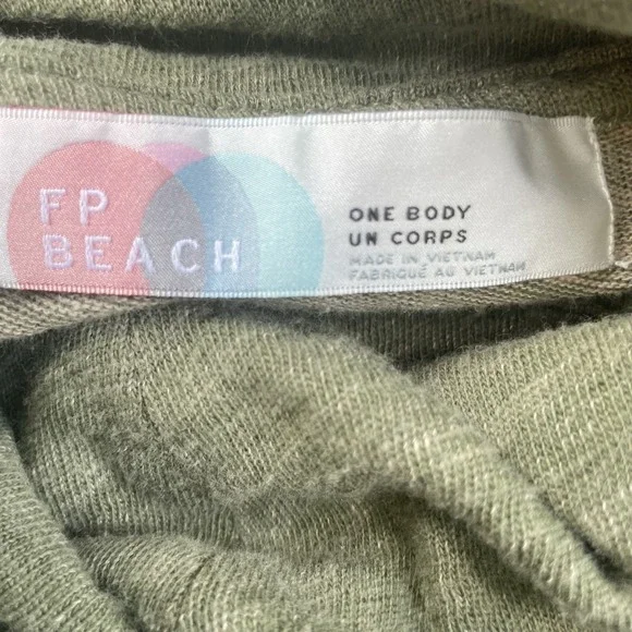 Free People BEACH Heather Green Cotton Long Sleeve Cowl Neck Pullover Size M - Picture 7 of 9